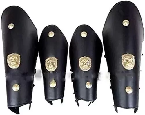 Medieval Halloween Roman Leather Greek Armor Leg and Arm Guard Black