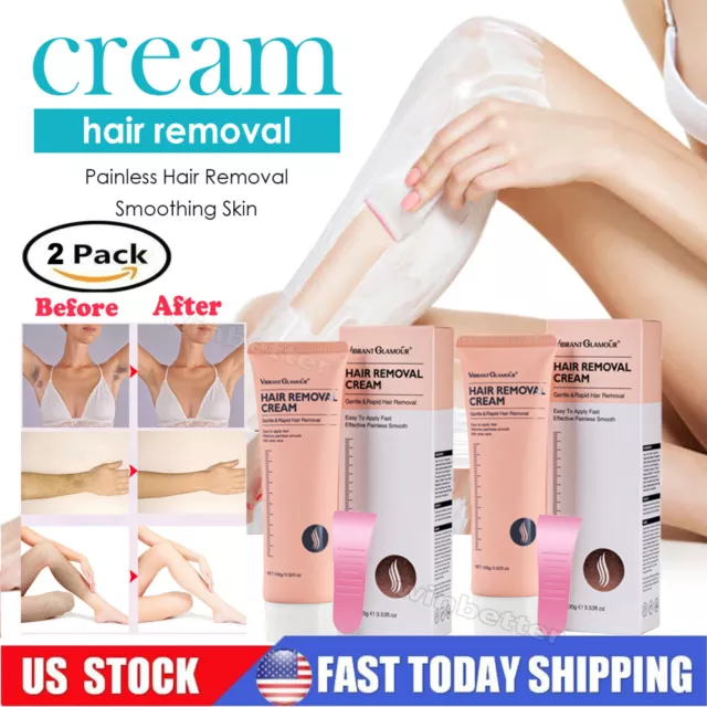 2x Pure Permanent Hair Removal Cream Stop Hair Growth Inhibitor Remover Painless