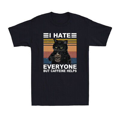 I Hate Everyone But Caffeine Helps Funny Cat Coffee Lovers Vintage Men's T-Shirt