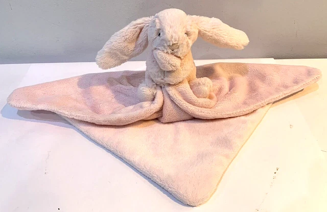 JELLYCAT PINK BASHFUL Bunny Rabbit Blankie Blanket Comforter Soft Plush ...