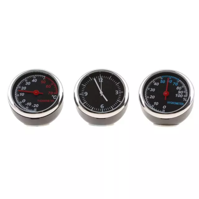 Auto Thermometer Hygrometer Quarzuhr für Armaturenbrett 3PCS/Set