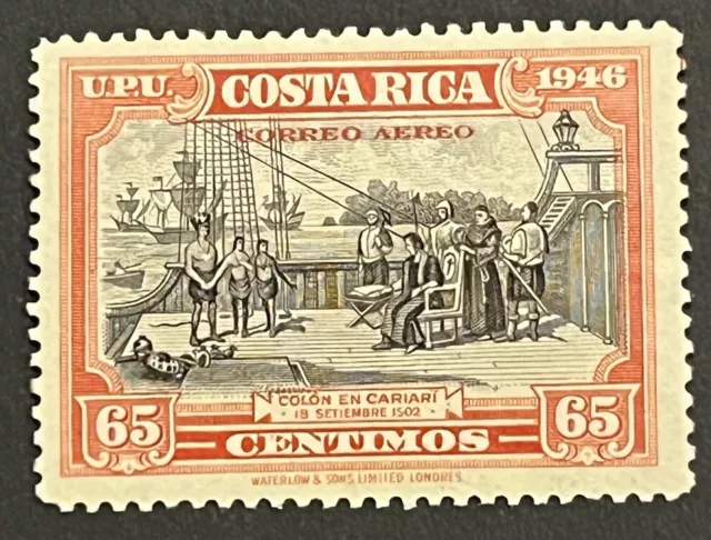 Estampillas de viaje: Estampillas Rica 1947 Costs Scott #C153 Columbus en Cariari MOGVLH