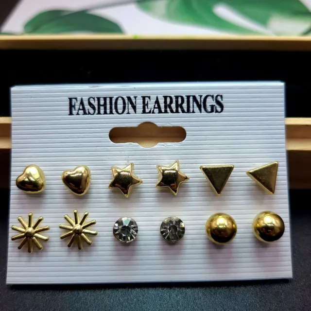 Fashion Gold Geometric Pearl Earrings Set For Women Metal Earring Jewelry Gifts