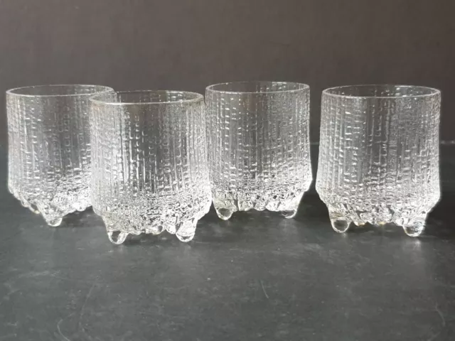SET OF 4 IITTALA FINLAND ULTIMA THULE SHOT GLASSES designed by TAPIO WIRKKALA