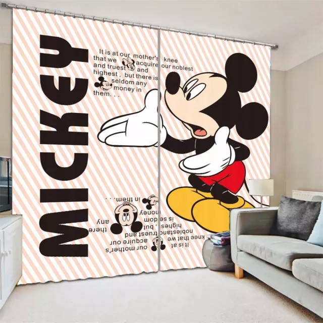 Letter Mickey Mouse 3D Curtain Blockout Photo Printing Curtains Drape Fabric