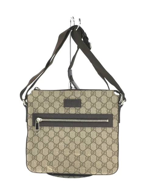 Auth Gucci Signature Leather Crossbody Shoulder Bag Leather Beige 406410 Used FS