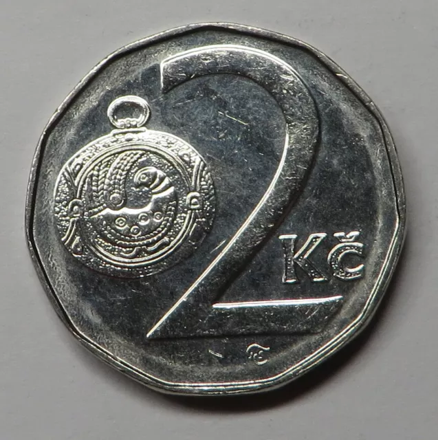 Czech Republic 2 Koruny 1994 Nickel Plated Steel KM#9 UNC