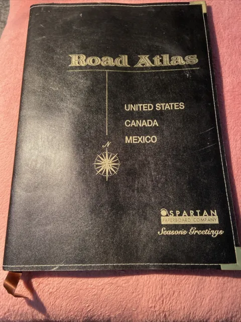 Vtg Rand McNally Road Atlas 16”x11.5” Large US Canada Mexico 1980’s Faux Leather