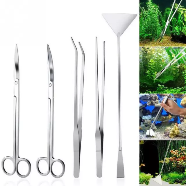 Straight Curved Tweezer Scissor Algae Scraper Stainless Steel Aquarium Cleaning