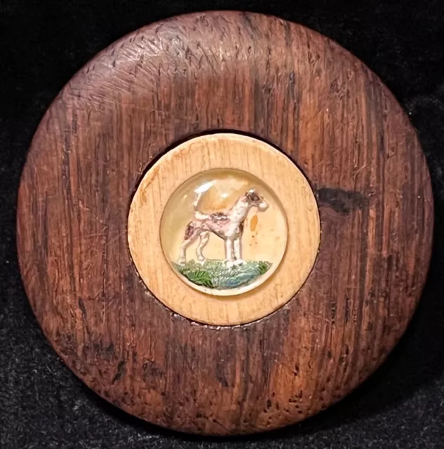 Broche vintage tallado perro zorro alambre pelo terrier pintado al revés
