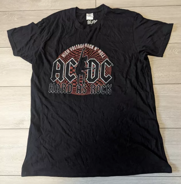 AC/DC BLACK T-SHIRT Hard As Rock Tee Top Mens Womens Size L/ XXL 2 Extra Large**