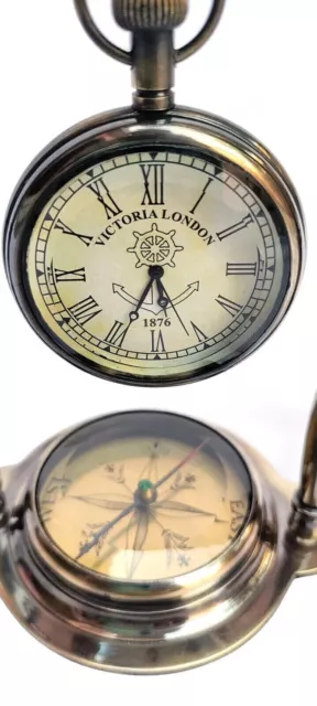 Reloj de escritorio vintage victoriano con brújula, tema de latón,...