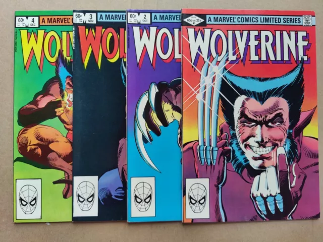 Wolverine 1-4 Complete 1 VF 2 VF+ 3 FN 4 FN/VF 1st Prints 1982 Frank Miller