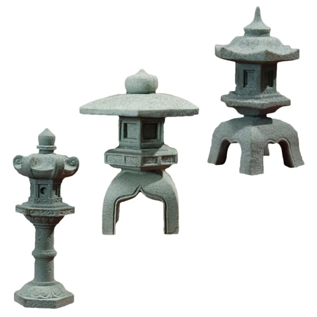 3 Mini Pagoda Statues Asian Decor for Zen Garden Bonsai