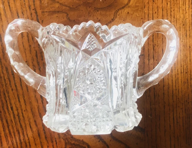 VTG American Brilliant Cut Crystal Glass Saw Tooth Rim Candy Dish Bowl 2 HANDEL
