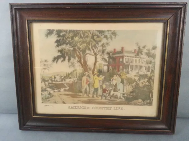 Antique Original Print From Currier And Ives American Country Life Wood Frame