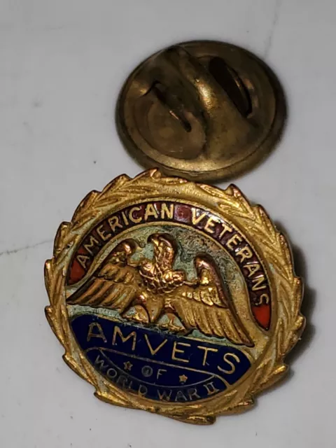 WWII US Army AMVETS American Veterans Service Discharge Pin L@@K!!!