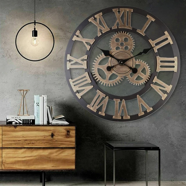 EXTRA LARGE ROMAN Numerals Skeleton Wall Clock Big Giant Open Face ...