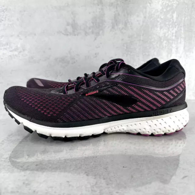 BROOKS GHOST 12 Womens 10B Running Shoes Black Pink Sneakers Athletic ...