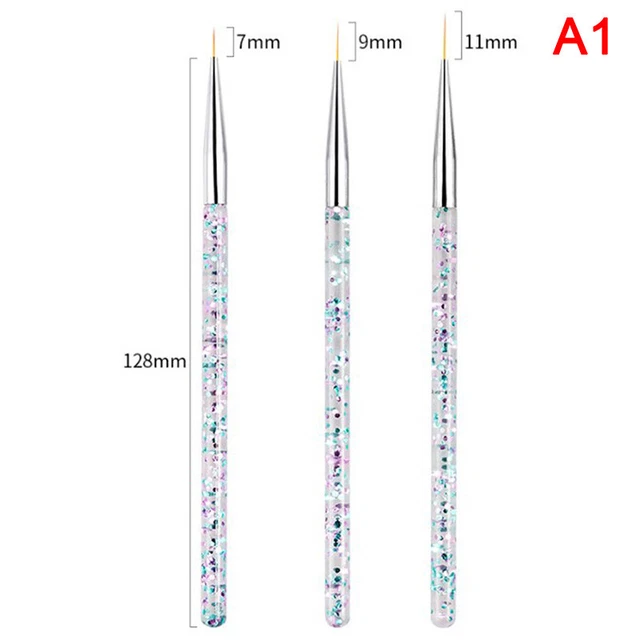 3Pcs Acrylic French Stripe Nail Art Liner Brush Set Tips Manicure Painting To ql