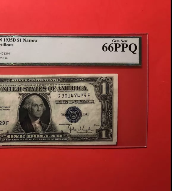 1935D-$1 Silver Certificate Note,Graded By Legacy , Gem New 66 Ppq..deal