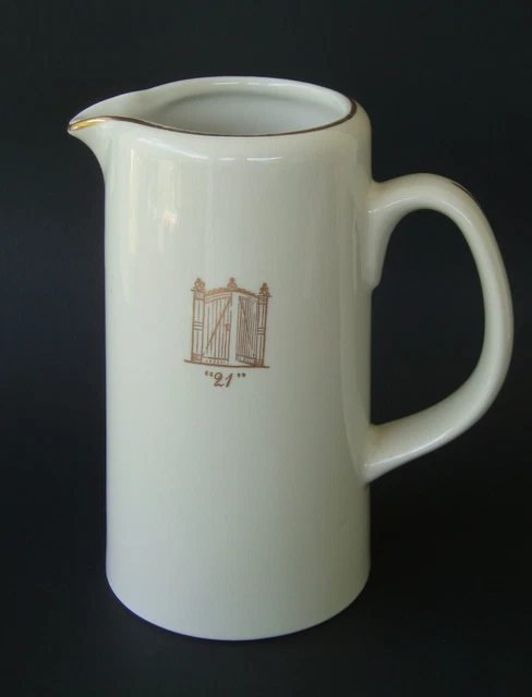 Vintage The 21 Club New York NYC Iron Gate Restaurant White Water Pitcher
