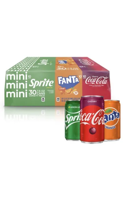 Coca-Cola Mini Can, Variety Pack, 7.5 Fluid Ounce (Pack of 30)