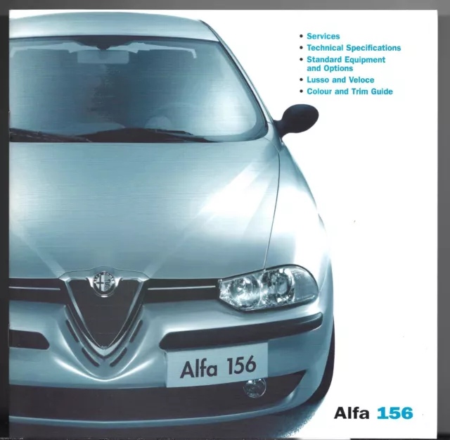 Alfa Romeo 156 Saloon Specifications 2000-02 UK Market Brochure Lusso Veloce