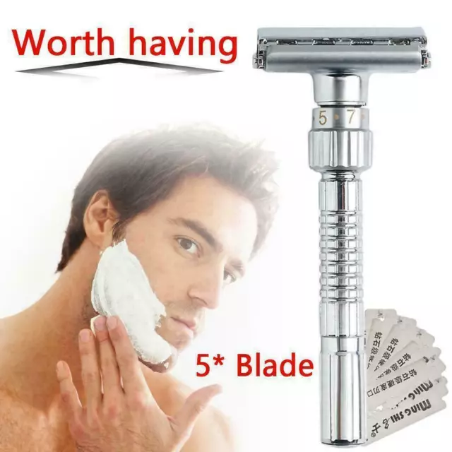 Mens Adjustable Razors Double Edge Shaving Safety Razor M1B0 Zinc Alloy S  Neu