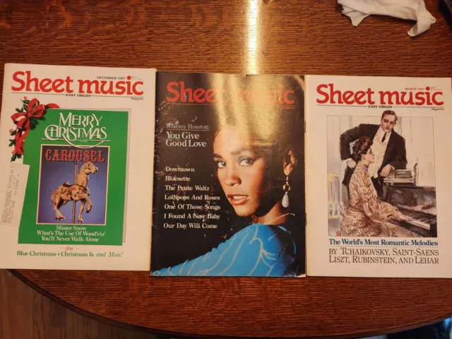 Sheet Music Magazine Lot Of 3 1987 Easy Organ January March And December Issues