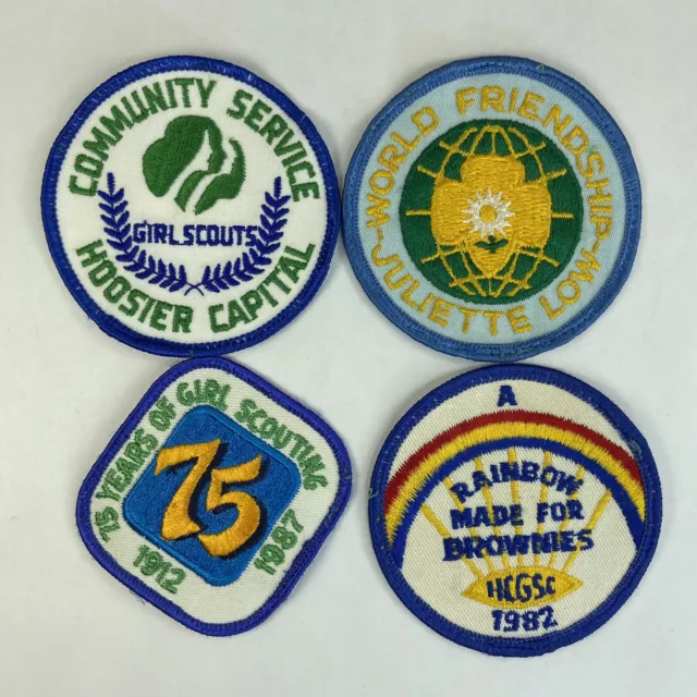 Vintage Girl Scouts Patches World Friendship Community Service 75 Years Lot of 4