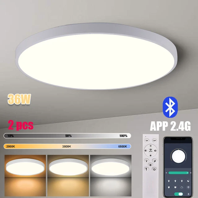 2x LED Deckenleuchte Dimmbar Deckenlampe Mit Bluetooth Fernbedienung Wohnzimmer