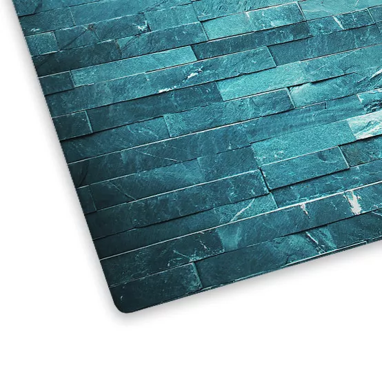 Blue Green Teal Brick Wall Glass Chopping Board Kitchen Worktop Saver Protector 2