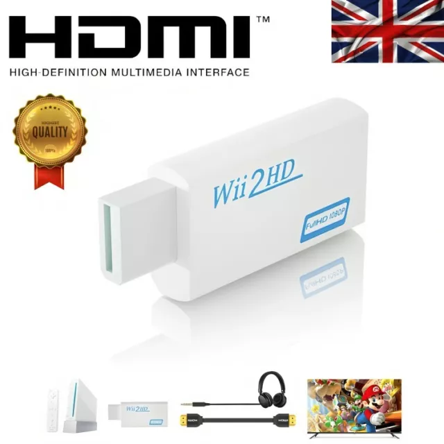 Original Wii to HDMI Converter Adapter Audio Video Cable RCA Lead - *NEW MODEL*