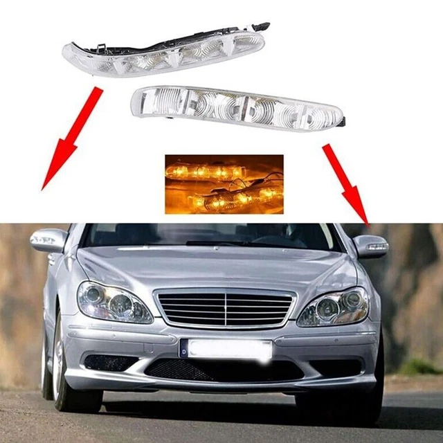Clignotant De Rétroviseur Gauche Pour Mercedes Classe S W220 W215 (2000-2002) - S320, S430, Etc. - Réf. 2208100164 - Noir ABS