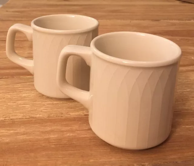 Lot of 2 Homer Laughlin GOTHIC  Coffee Mug Tea Cup Raised Design Ivory Cream 2