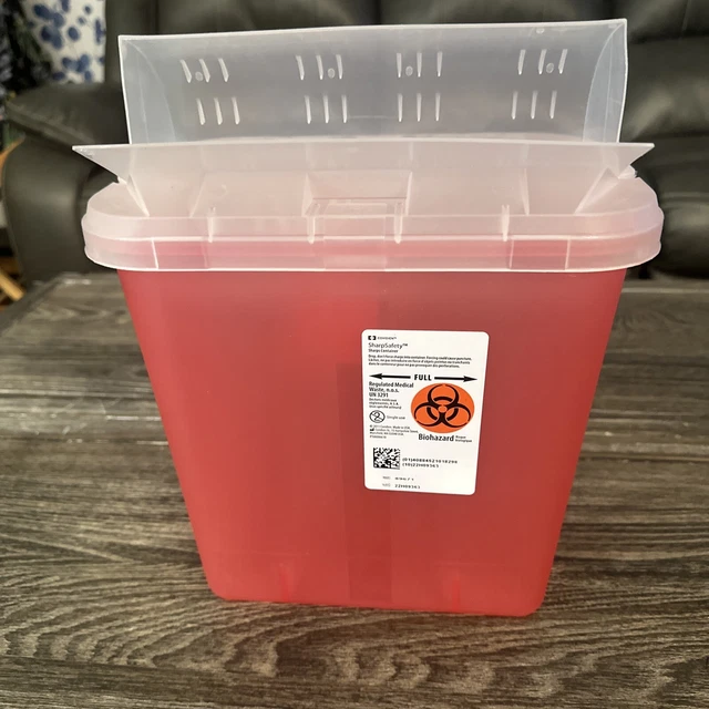 3 PACK! Sharps Container 2 GALLON Biohazard Needle Disposal Doctor Tattoo, Red
