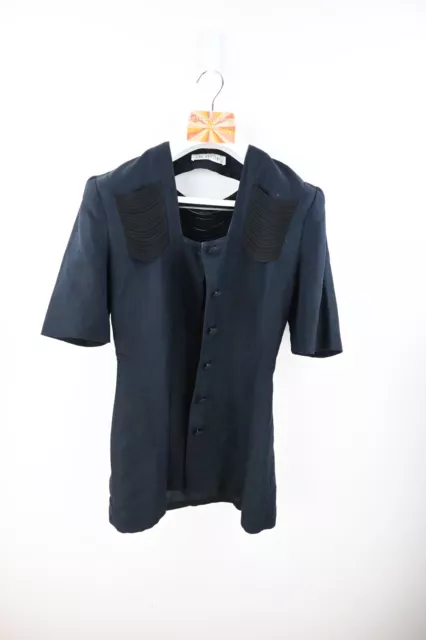 Cue designs vintage linen blend short sleeve blouse in black size 10