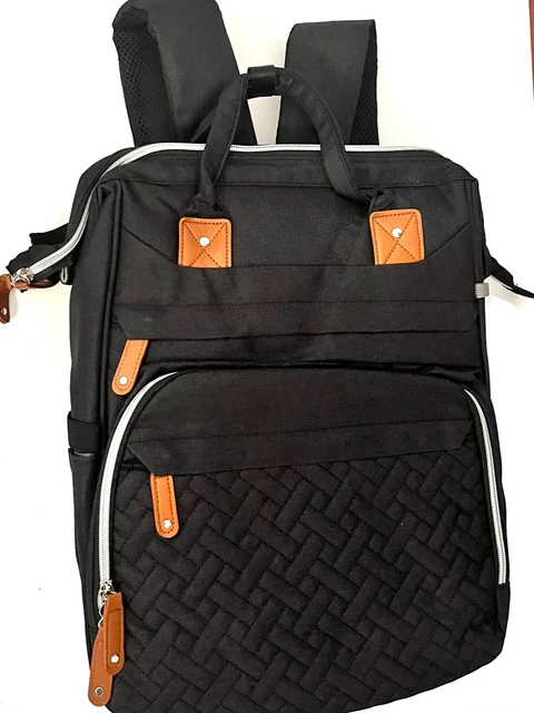 Baby Diaper Bag Backpack 3 in 1 Crib Bassinet Changing Pad  Large USB Black