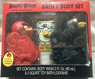 Angry Birds Conjunto de Baño y cuerpo * 2012 * nuevo Sellado * 2 Squirt Baño Juguete loofahs