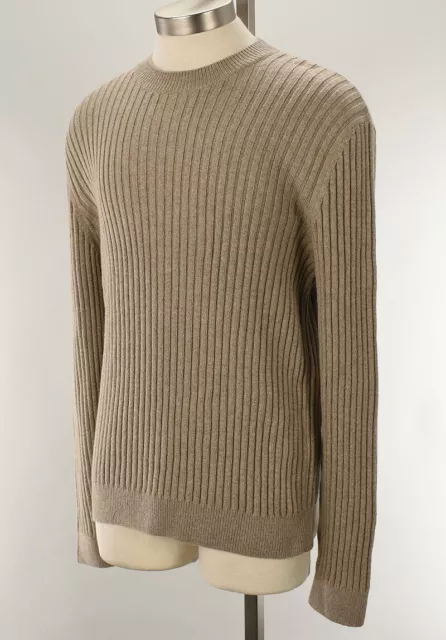 APC Mens Tan FABIEN Ribbed Crew Neck Wool Blend Pullover Sweater MEDIUM NWT