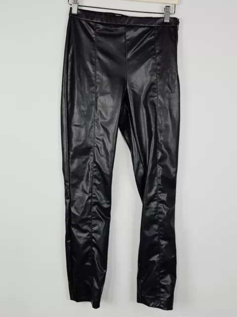 ZARA Womens Size M or 10 / US 6 Black Faux Leather Leggings NEW + TAGS