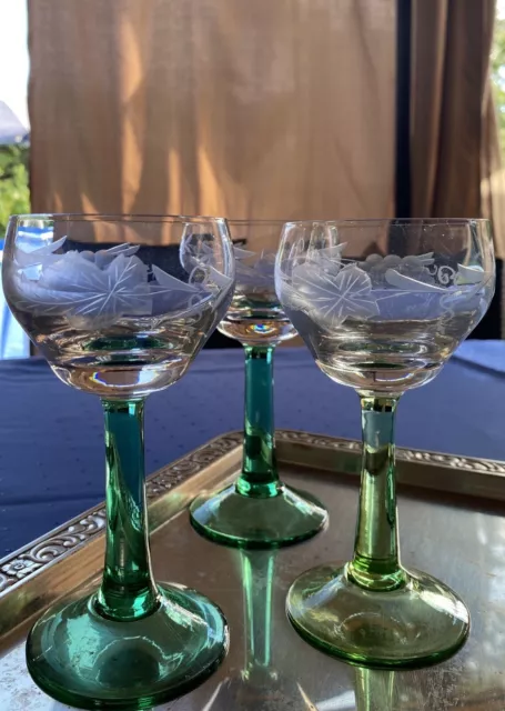 3x Antik Jugendstil Gläser Weinglas Glas wunderschön um 1900 2