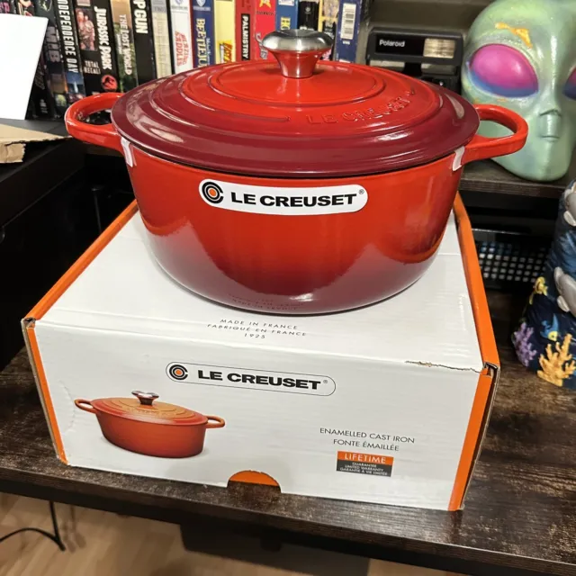 LE CREUSET 15.5 QT GOOSE Pot Cerise Cherry Red Classic Oval Dutch Oven  NewIn Box