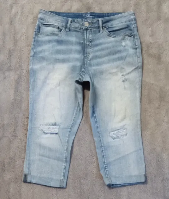 TIME AND TRU Womens Sz 12 Capri Stretch Cuffed Distressed Mid Rise Jeans  Pants £9.53 - PicClick UK