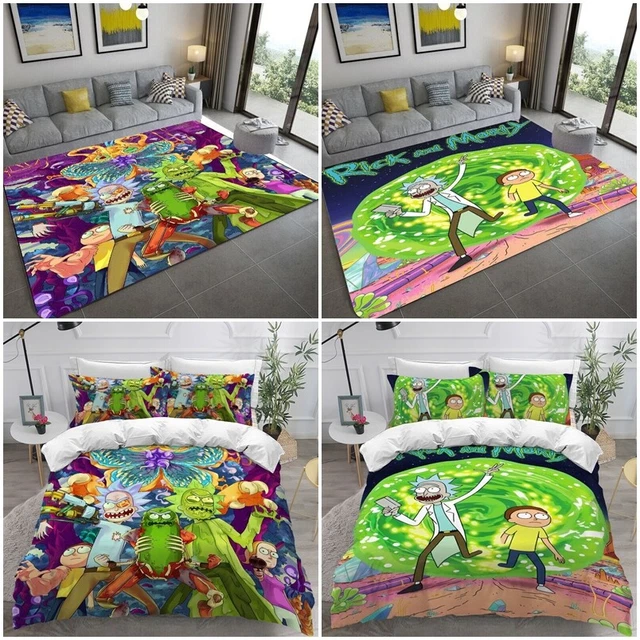 Rick and Morty Doona Duvet Cover Bedding Set Single Double Queen Floor Mat