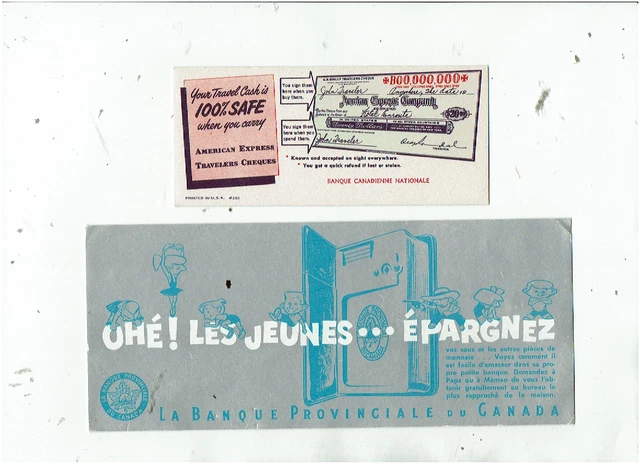 Banque Canadienne Nationale & La Banque Provinciale du Canada 2 Blotters/Buvards