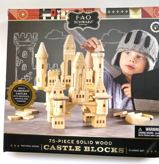 FAO Schwarz Castle Blocks 75 Piece Solid Wood