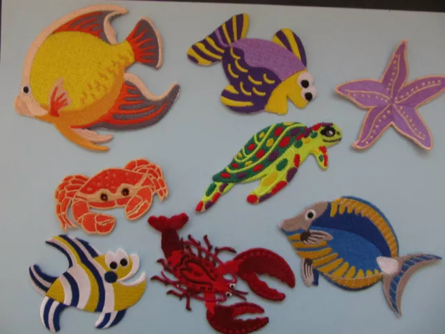 Sea Life Fish Crab Lobster Turtle Lizard Iron on Applique Patch DIFFERENT STYLES