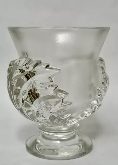 Vintage 1960’s Rene Lalique St Clouds Acanthus Leaf Crystal Glass Flower Vase 3